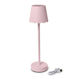 Pink LED Cordless Table Lamp with Scalloped Edge Shade Home Decor Two's Company