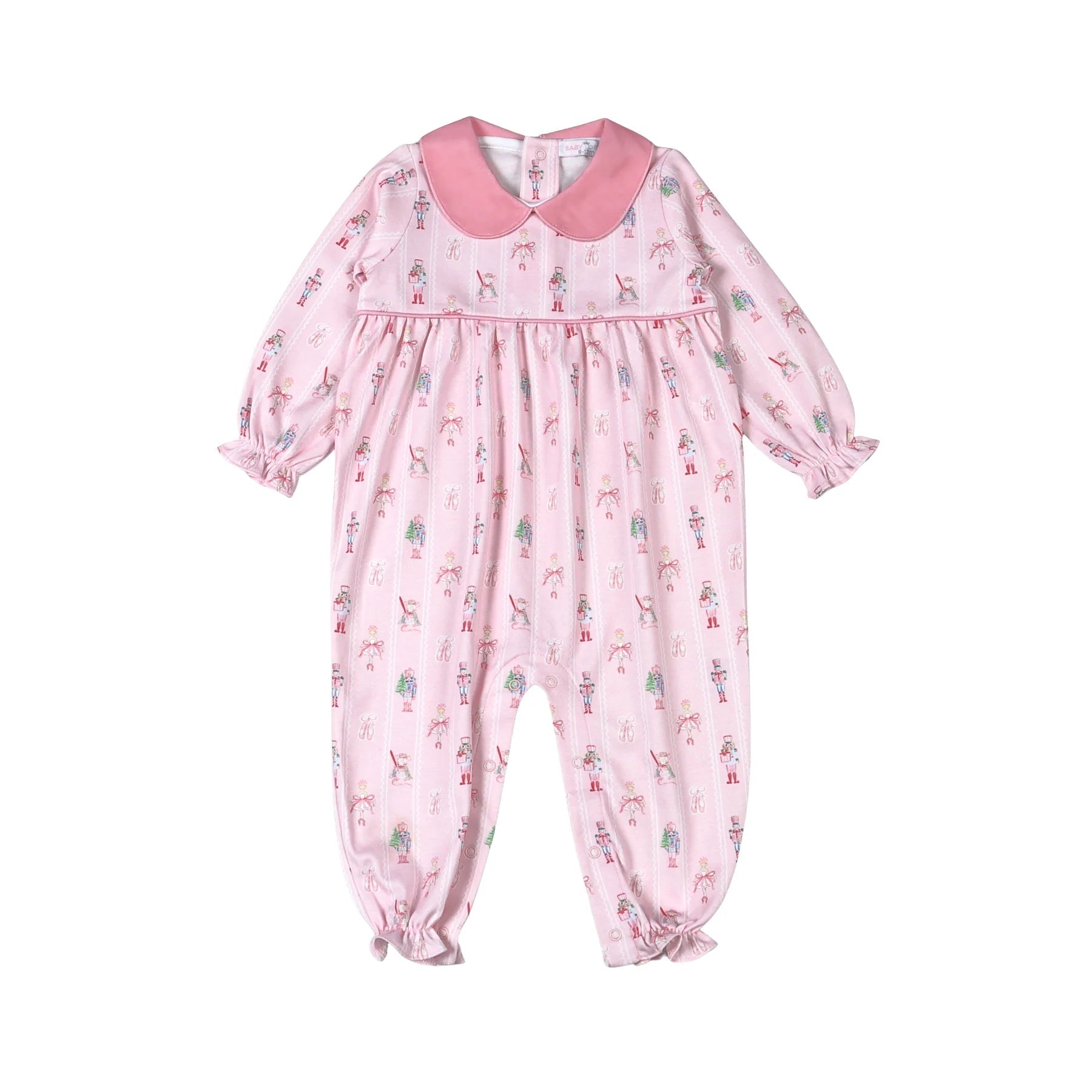 Pink Nutcracker Pima Scallop Collar Romper Girls Bubbles + Rompers Baby Loren