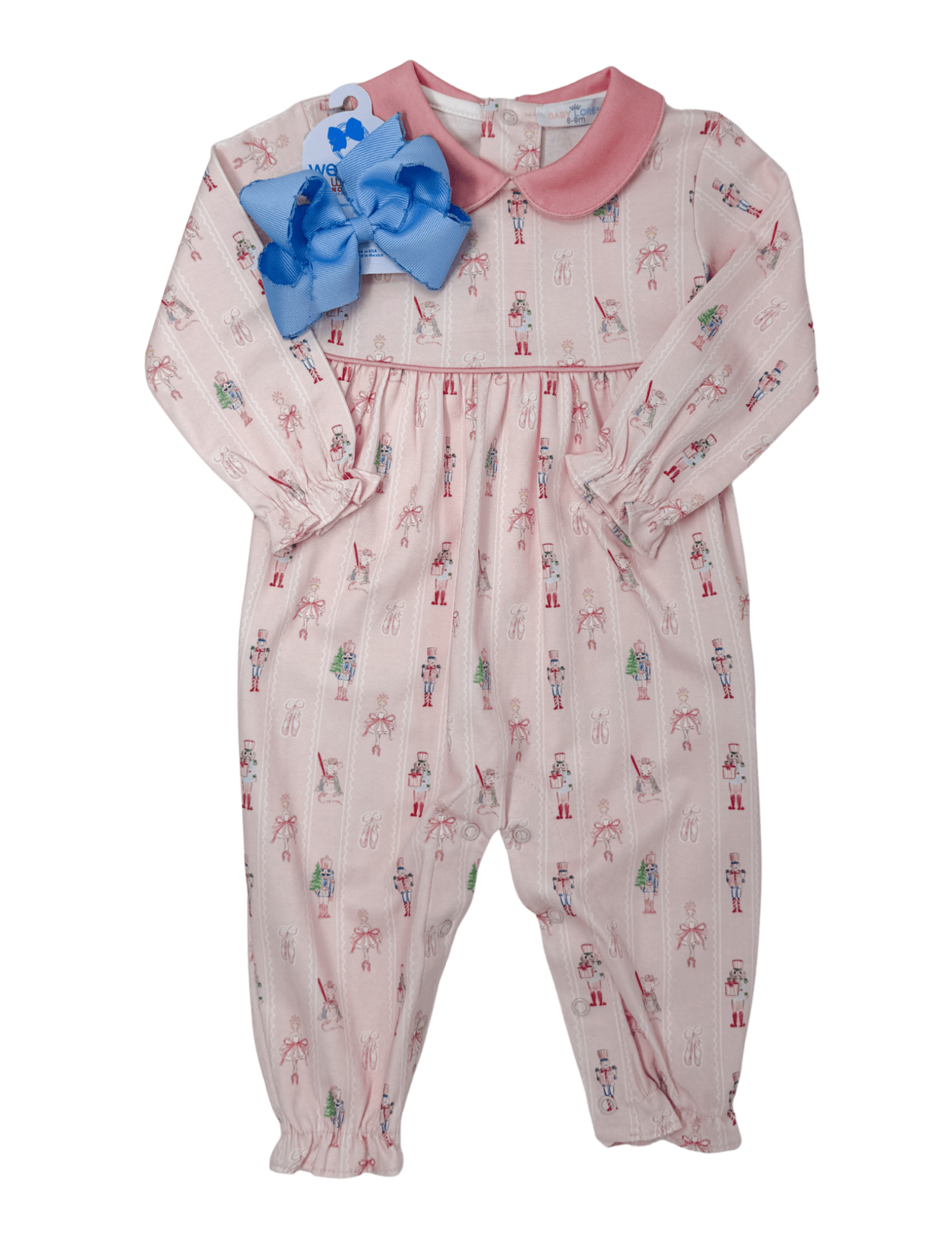 Pink Nutcracker Pima Scallop Collar Romper Girls Bubbles + Rompers Baby Loren