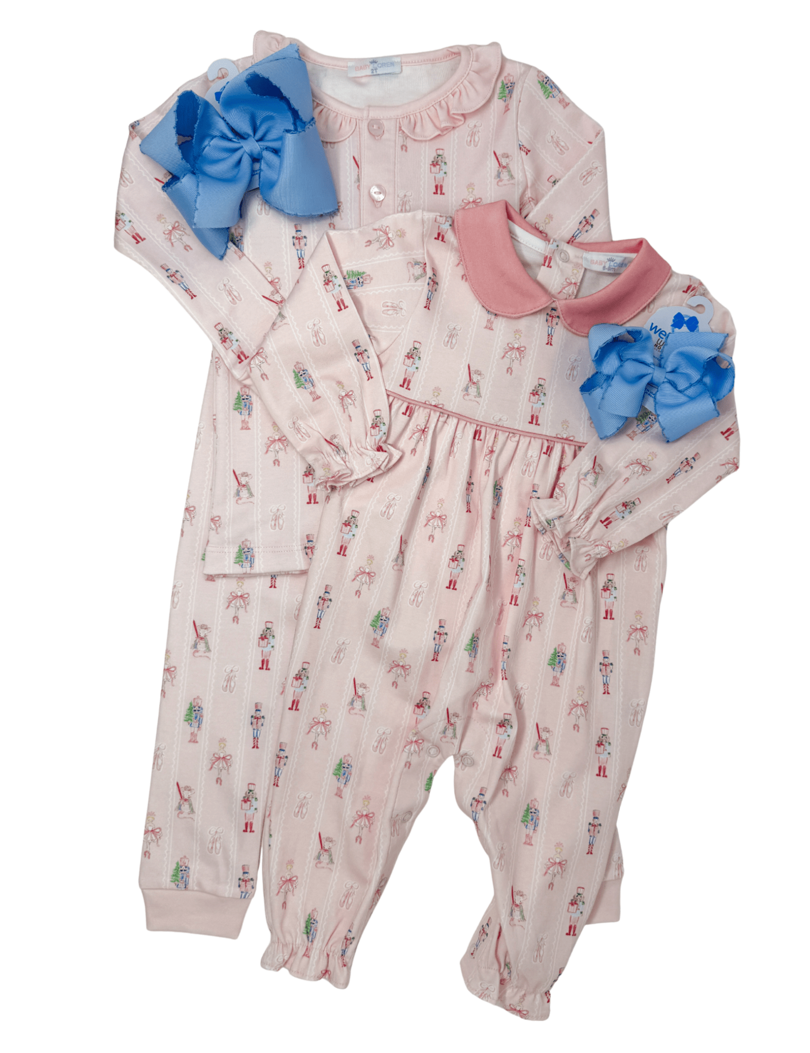 Pink Nutcracker Pima Scallop Collar Romper Girls Bubbles + Rompers Baby Loren