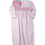 Pink Peek-a-Boo Wishes Smocked Gathered Gown Baby Sleepwear Magnolia Baby