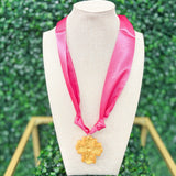Pink Scarf Necklace with Cross Ps 37:7 Necklaces Hidden Truth Jewelry