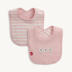 Pink Stripe Organic Cotton Bib w/ Emblem Baby Accessories Magnetic Me