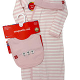 Pink Stripe Organic Cotton Gown & Hat Baby Sleepwear Magnetic Me