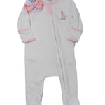 Pink Vintage Giraffes Zipper Footie Baby Sleepwear Magnolia Baby