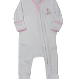 Pink Vintage Giraffes Zipper Footie Baby Sleepwear Magnolia Baby