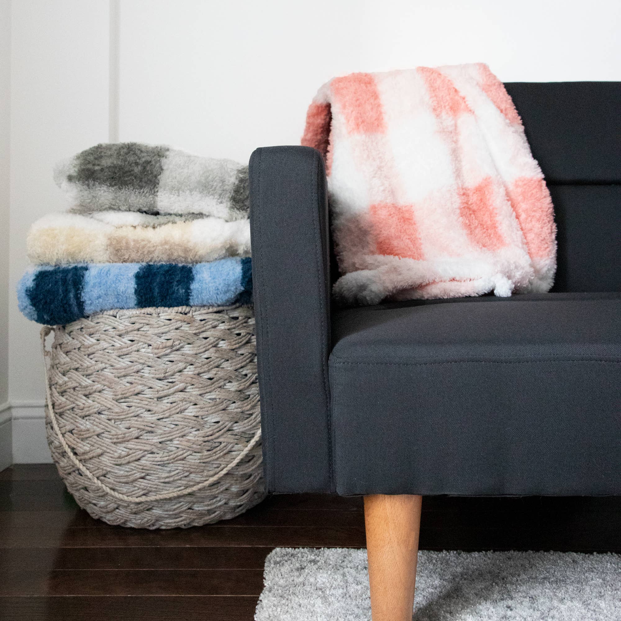 Plaid Sherpa Throw Blankets Textiles Arkwright Home