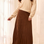 Pleated Faux Suede Pull-On Maxi Skirt - Hickory Skirts Tribal