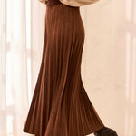 Pleated Faux Suede Pull-On Maxi Skirt - Hickory Skirts Tribal