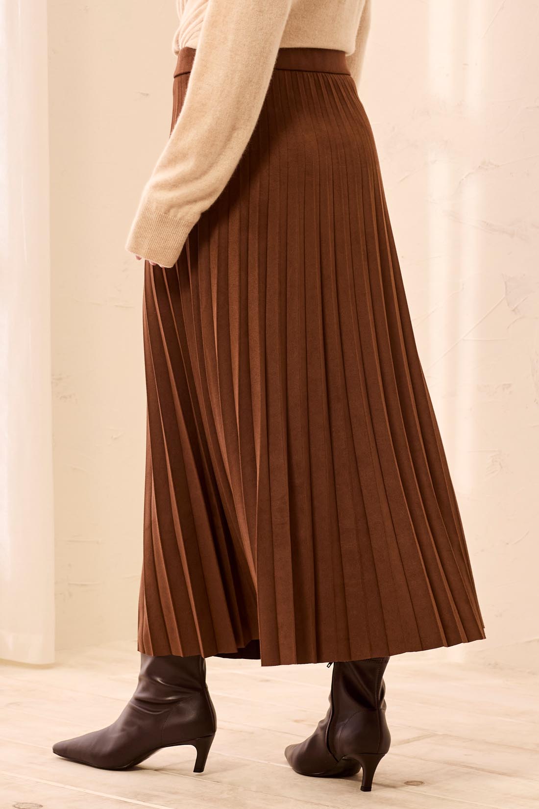 Pleated Faux Suede Pull-On Maxi Skirt - Hickory Skirts Tribal