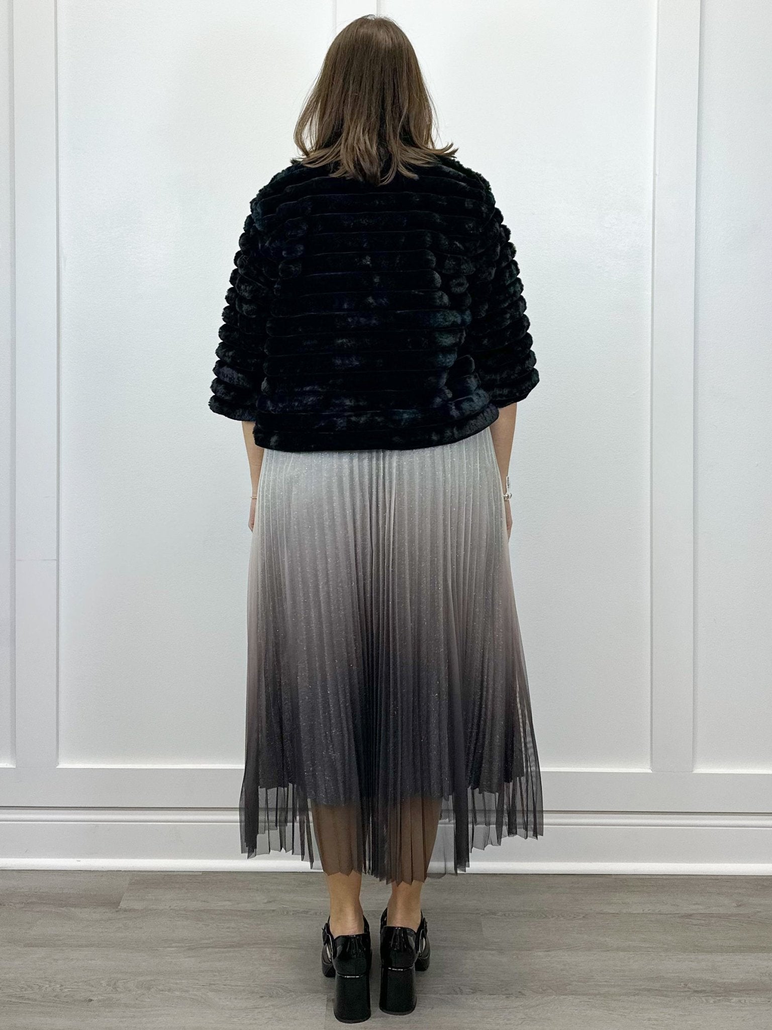 Pleated Midi Skirt - Metallic Ombre Skirts FATE