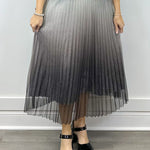 Pleated Midi Skirt - Metallic Ombre Skirts FATE