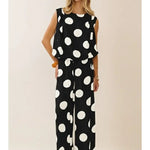 Polka Dot Pants Set - Black & White Tops Oddi