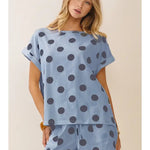 Polka Dot Shorts Set - Blue & Navy Tops Oddi