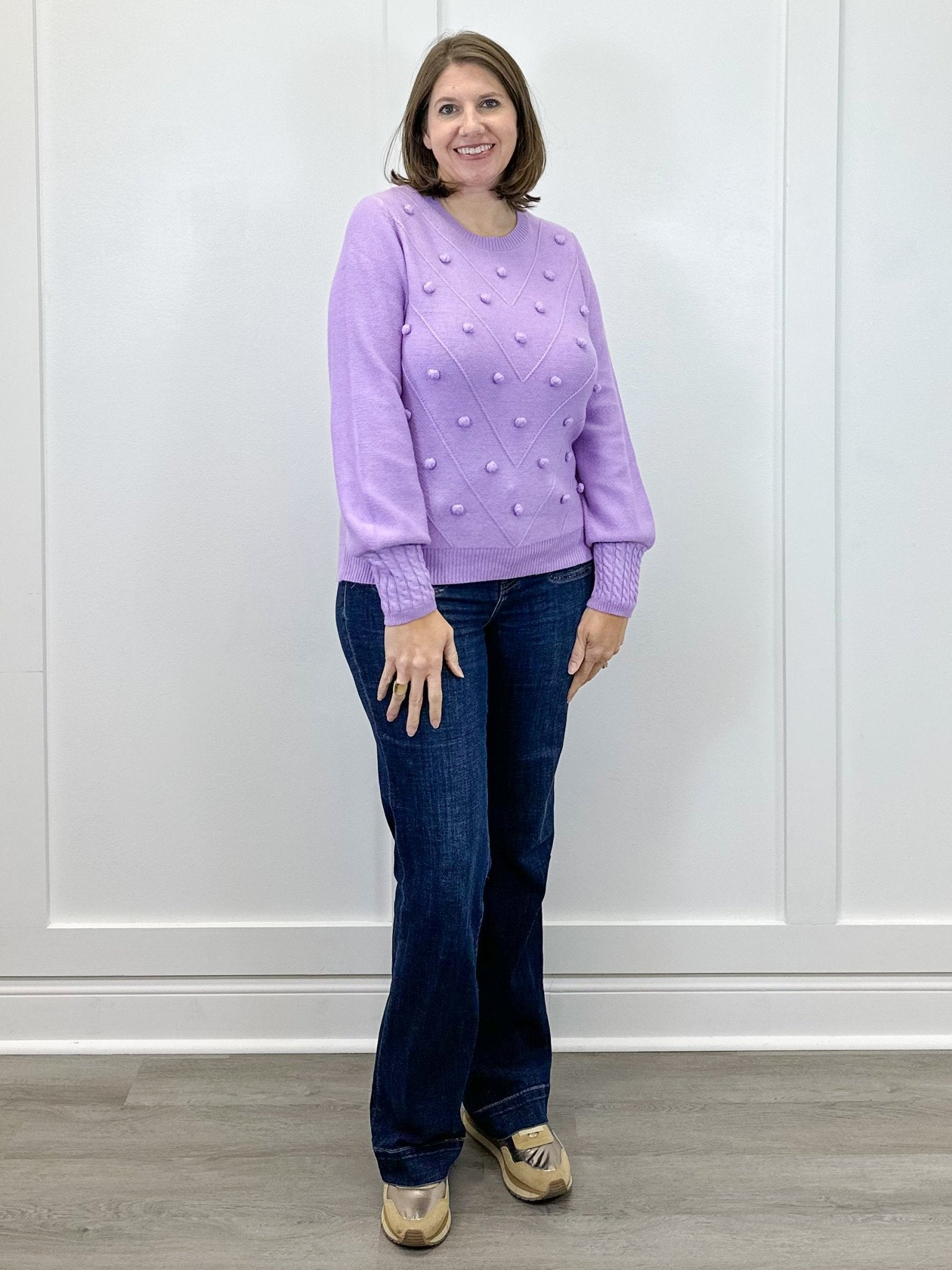 Pom Pom Sweater - Lilac Sweaters Umgee