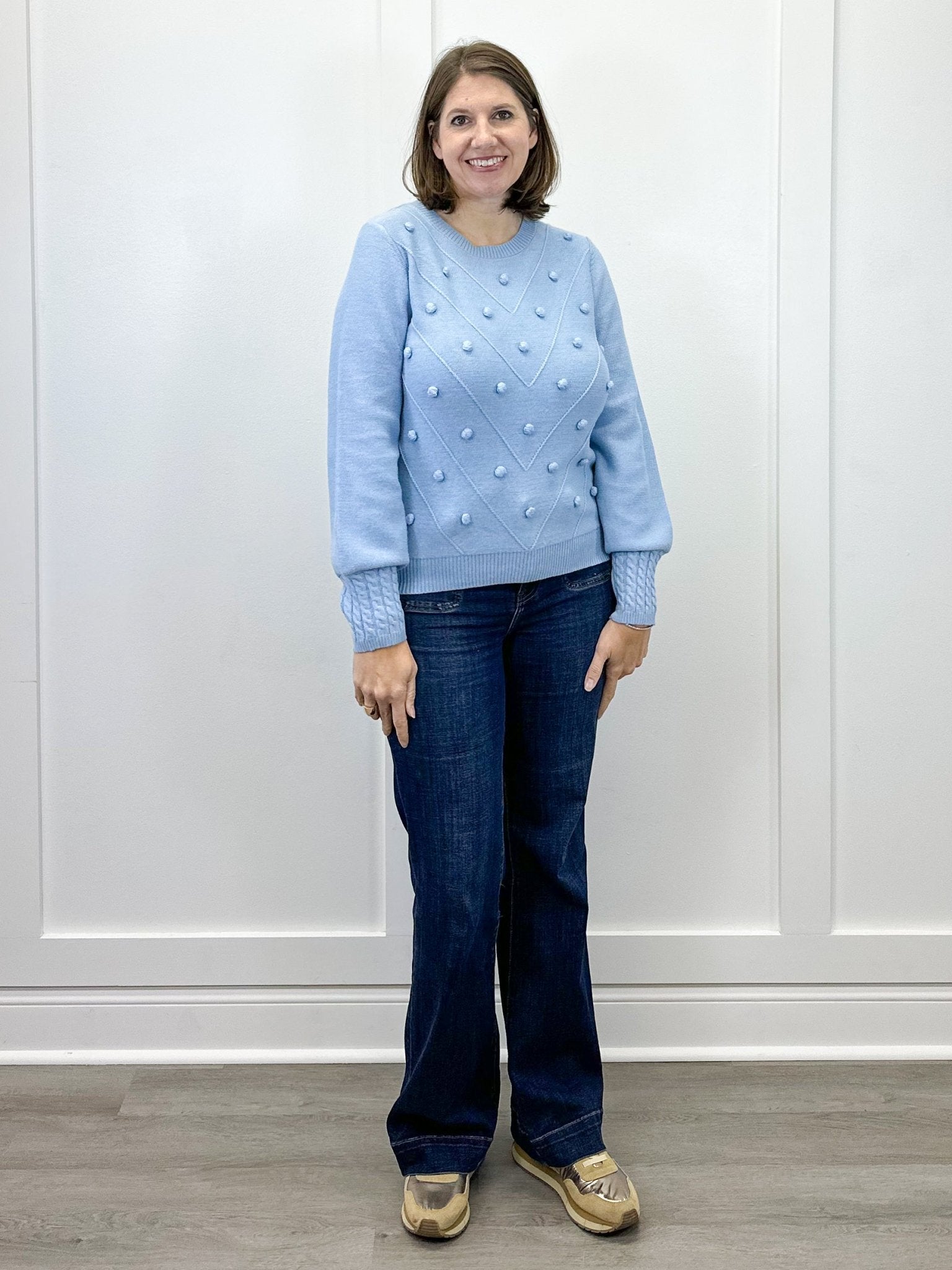 Pom Pom Sweater - Sky Sweaters Umgee