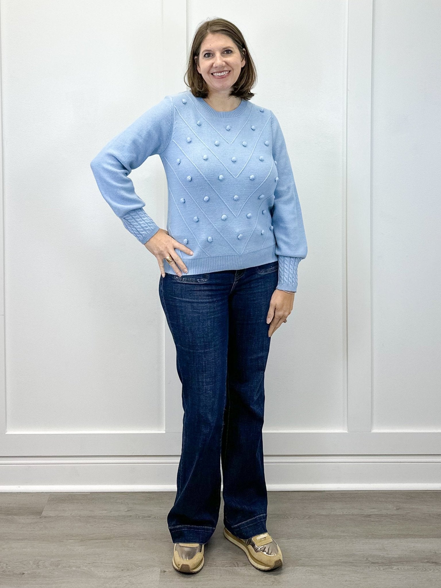 Pom Pom Sweater - Sky Sweaters Umgee