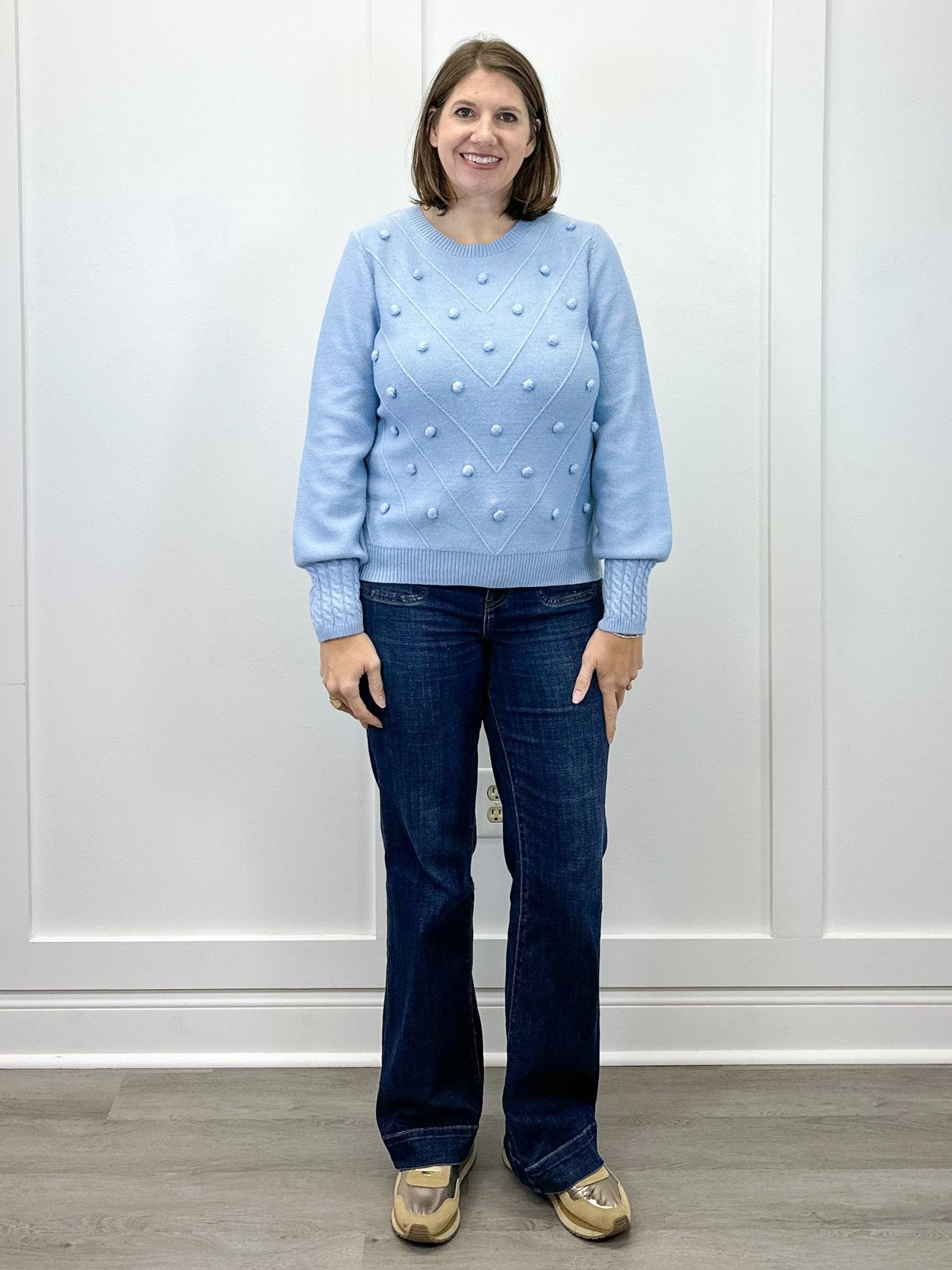 Pom Pom Sweater - Sky Sweaters Umgee