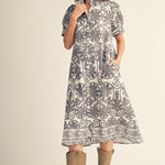 Porcelain Paisley Midi Dress Long Dresses Jodifl
