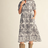 Porcelain Paisley Midi Dress Long Dresses Jodifl
