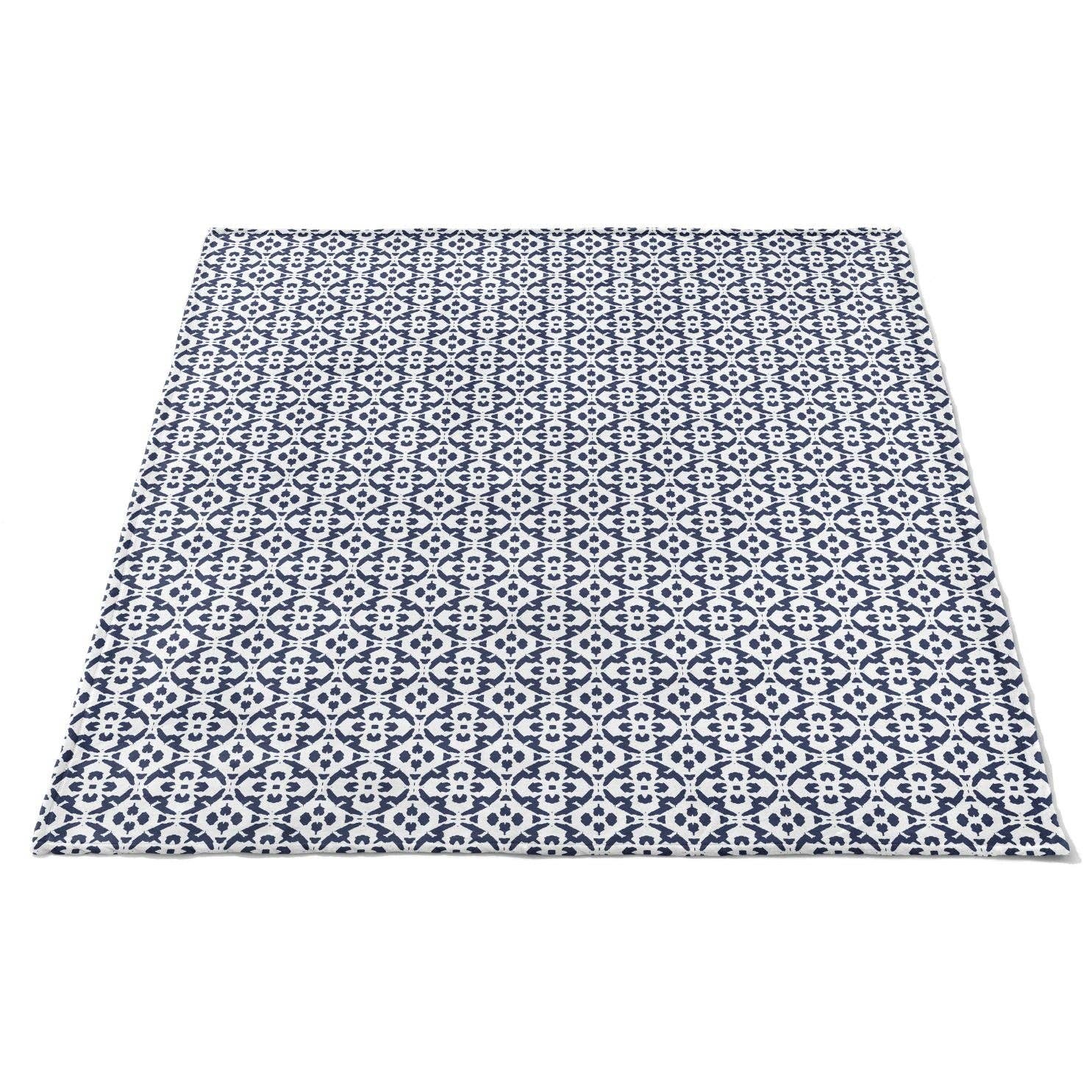 Porto Tiles Navy Fleece Blanket: One Size Textiles Laura Park Designs