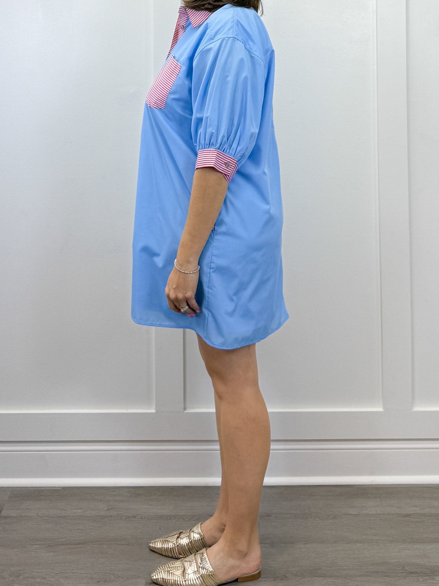 Portside Poplin Dress - Chambray Short Dresses Entro