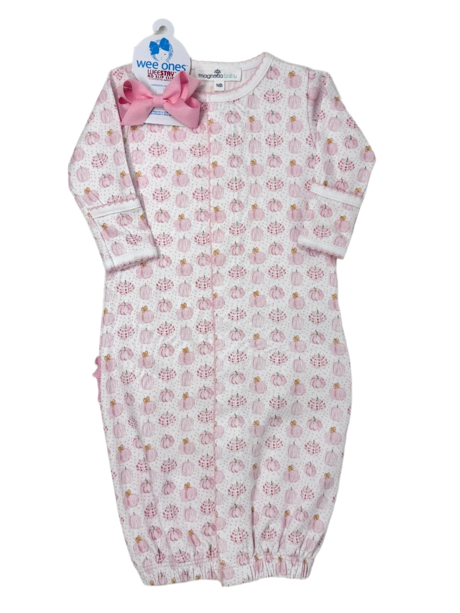 Precious Pumpkins Printed Ruffle Converter - Pink Baby Sleepwear Magnolia Baby