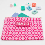 Premium Mahjong Accessory Bag - Geometric Pink Paper Goods My Fair Mahjong