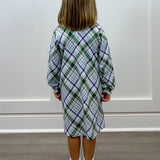 Presley Kait Dress - Lt. Blue & Navy Plaid Girls Play Dresses The Oaks Apparel Company