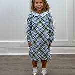 Presley Kait Dress - Lt. Blue & Navy Plaid Girls Play Dresses The Oaks Apparel Company