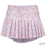 Pretty in Pink Flowers Mini Pleated Skort Girls Skirts + Bloomers Azarhia