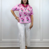 Primrose Pink Floral Blouse Tops Jodifl