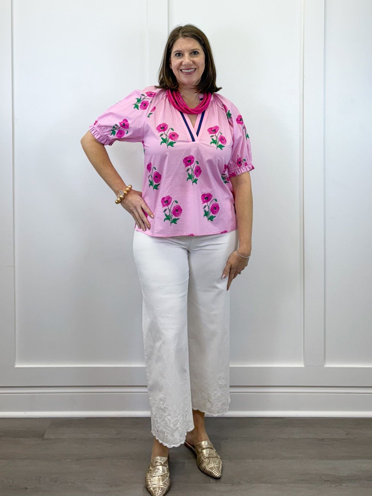Primrose Pink Floral Blouse Tops Jodifl