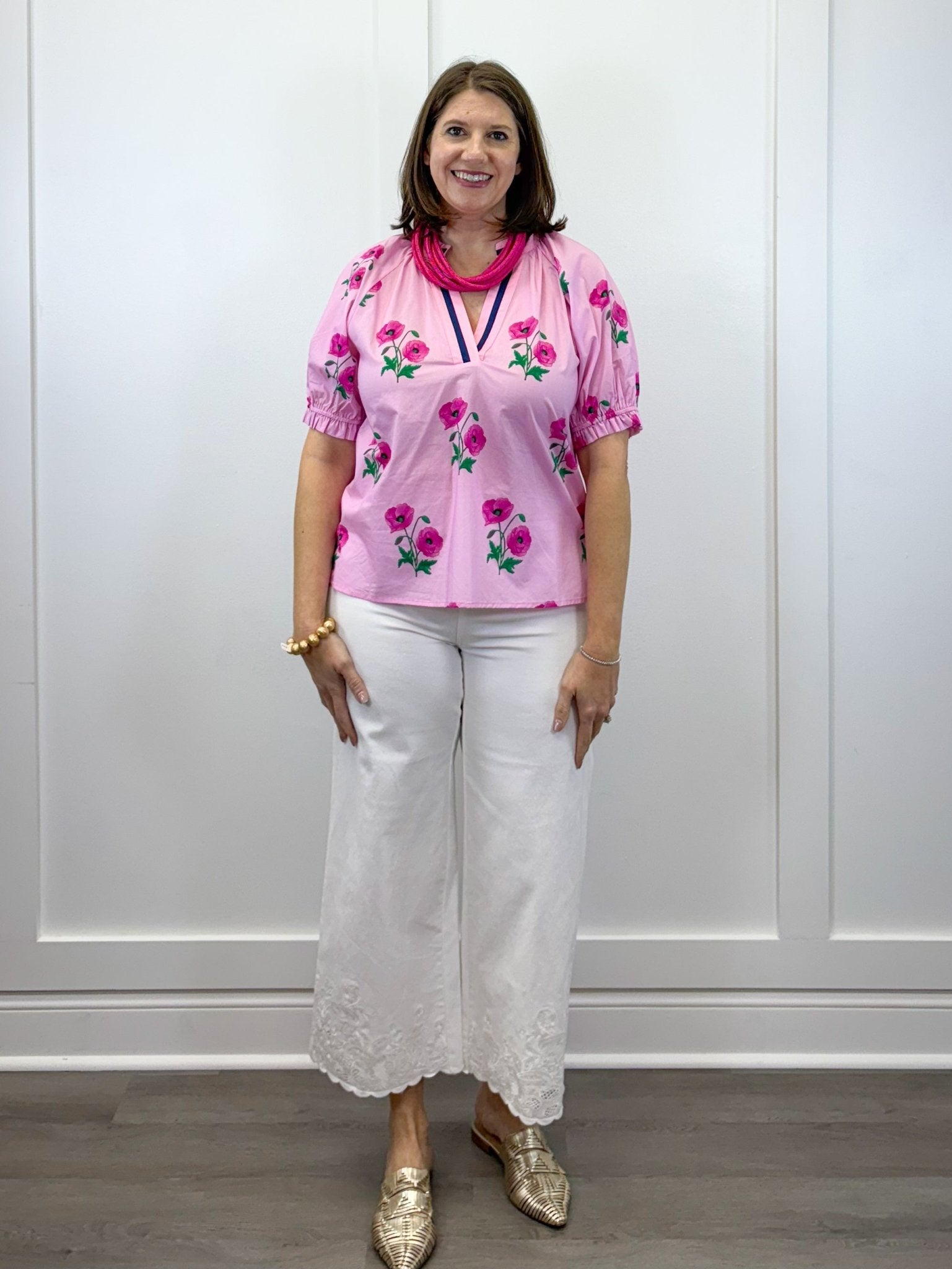 Primrose Pink Floral Blouse Tops Jodifl