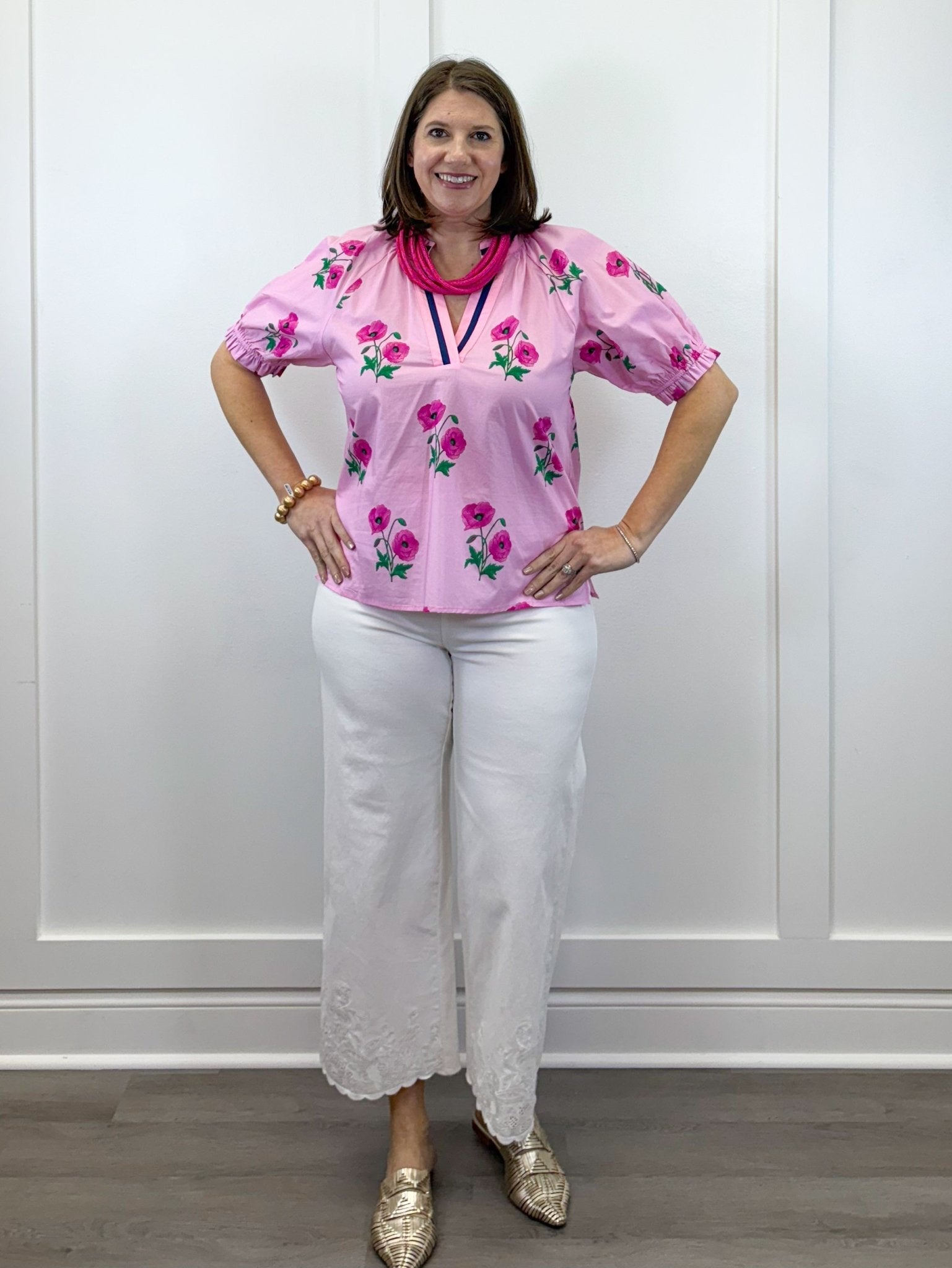 Primrose Pink Floral Blouse Tops Jodifl