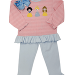 Princess Applique Ruffle Pant Set Girls Sets Three Sisters