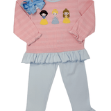 Princess Applique Ruffle Pant Set Girls Sets Three Sisters
