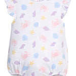 Printed Angel Sleeve Bubble - Sea Shells Girls Bubbles + Rompers Little English