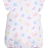 Printed Angel Sleeve Bubble - Sea Shells Girls Bubbles + Rompers Little English