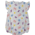 Printed Angel Sleeve Bubble - Sea Shells Girls Bubbles + Rompers Little English