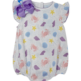 Printed Angel Sleeve Bubble - Sea Shells Girls Bubbles + Rompers Little English