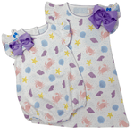 Printed Angel Sleeve Bubble - Sea Shells Girls Bubbles + Rompers Little English