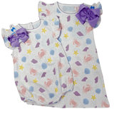 Printed Angel Sleeve Bubble - Sea Shells Girls Bubbles + Rompers Little English
