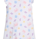 Printed Angel Sleeve Dress - Sea Shells Girls Play Dresses Little English