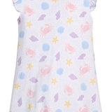 Printed Angel Sleeve Dress - Sea Shells Girls Play Dresses Little English