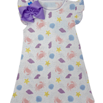 Printed Angel Sleeve Dress - Sea Shells Girls Play Dresses Little English