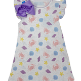 Printed Angel Sleeve Dress - Sea Shells Girls Play Dresses Little English