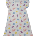 Printed Angel Sleeve Dress - Sea Shells Girls Play Dresses Little English
