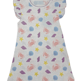 Printed Angel Sleeve Dress - Sea Shells Girls Play Dresses Little English