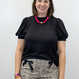 Puff Sleeve Tee - Black - Sugar Babies Children's Boutique/Meg's Shoppe